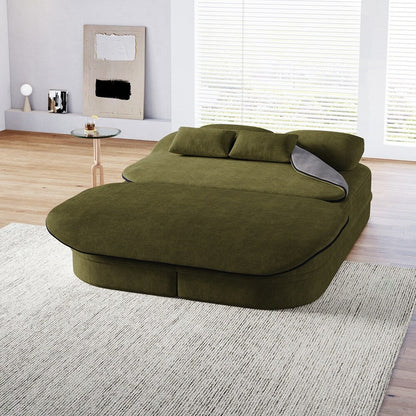 Folding Mattress Sofa with Fixed Shape Frame Convertible Sleeper Foam Sofa Bed with Blanket