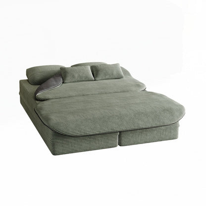 Folding Mattress Sofa with Fixed Shape Frame Convertible Sleeper Foam Sofa Bed with Blanket