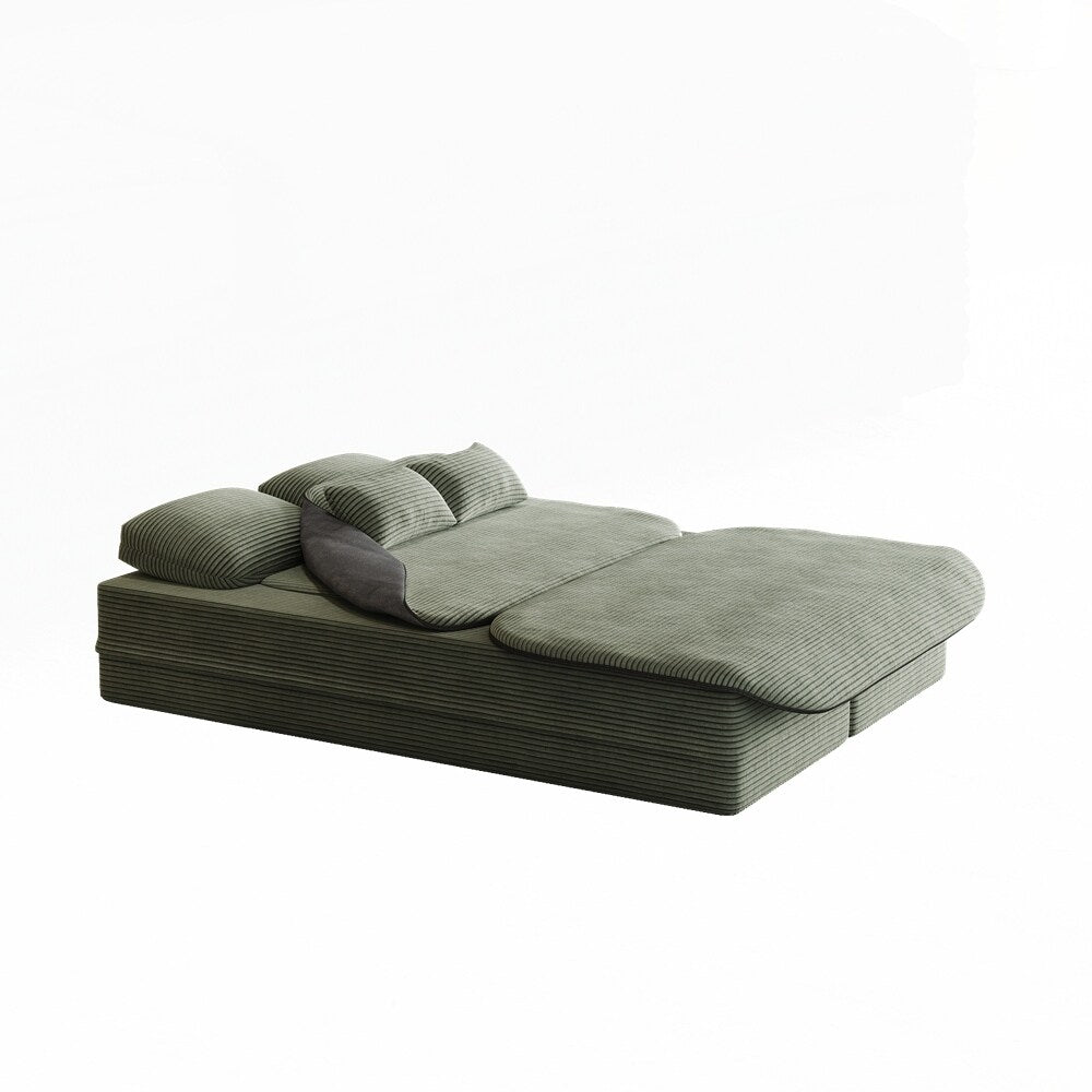 Folding Mattress Sofa with Fixed Shape Frame Convertible Sleeper Foam Sofa Bed with Blanket