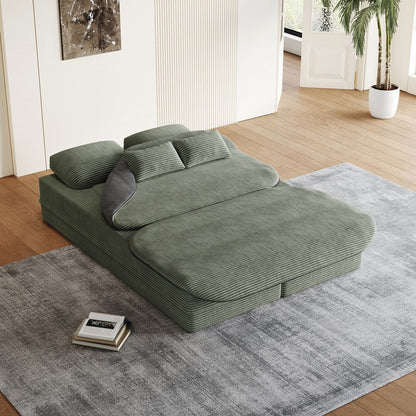 Folding Mattress Sofa with Fixed Shape Frame Convertible Sleeper Foam Sofa Bed with Blanket