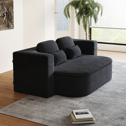 Folding Mattress Sofa with Fixed Shape Frame Convertible Sleeper Foam Sofa Bed with Blanket