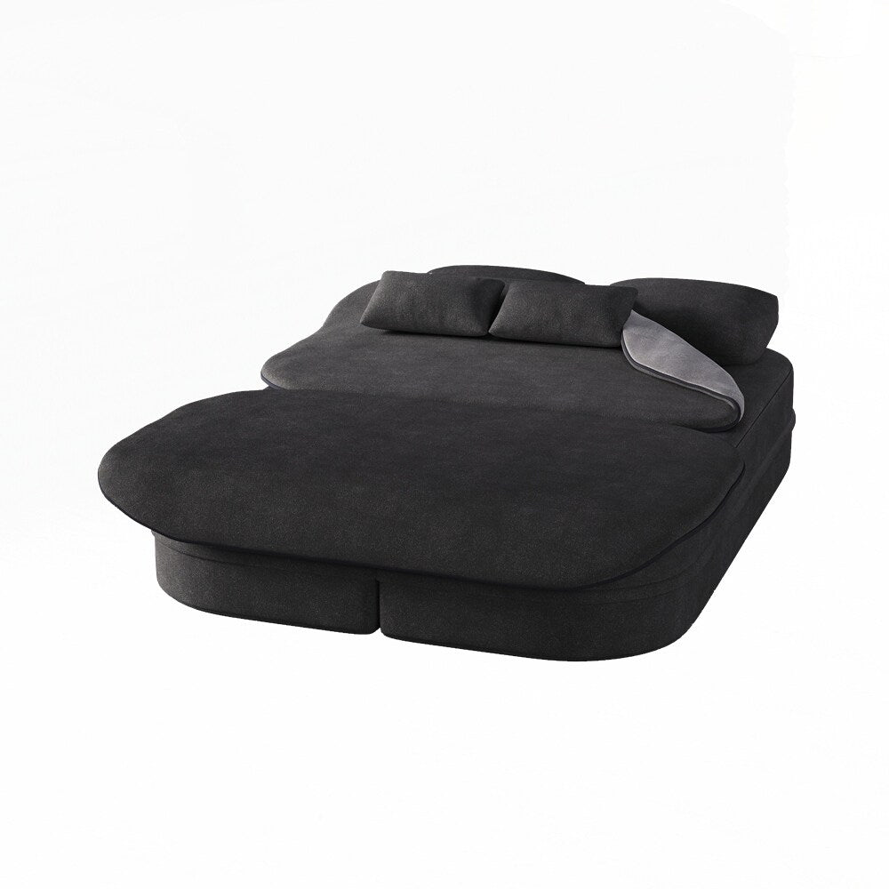 Folding Mattress Sofa with Fixed Shape Frame Convertible Sleeper Foam Sofa Bed with Blanket