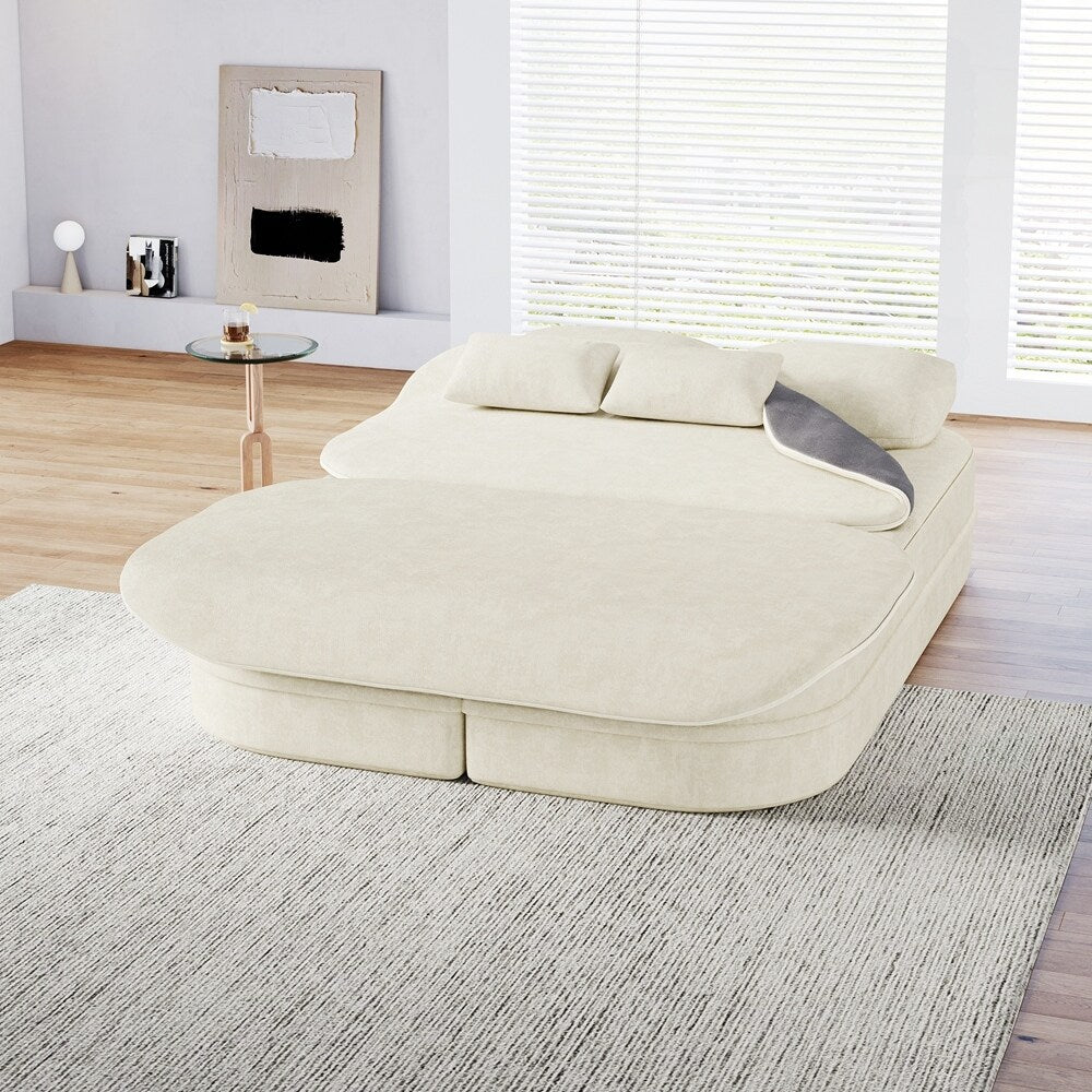 Folding Mattress Sofa with Fixed Shape Frame Convertible Sleeper Foam Sofa Bed with Blanket