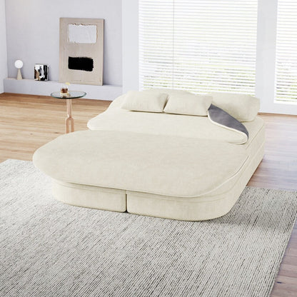 Folding Mattress Sofa with Fixed Shape Frame Convertible Sleeper Foam Sofa Bed with Blanket
