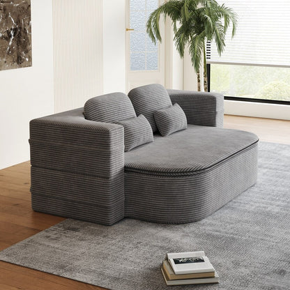 Folding Mattress Sofa with Fixed Shape Frame Convertible Sleeper Foam Sofa Bed with Blanket