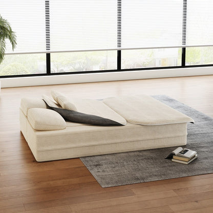 Folding Mattress Sofa with Fixed Shape Frame Convertible Sleeper Foam Sofa Bed with Blanket