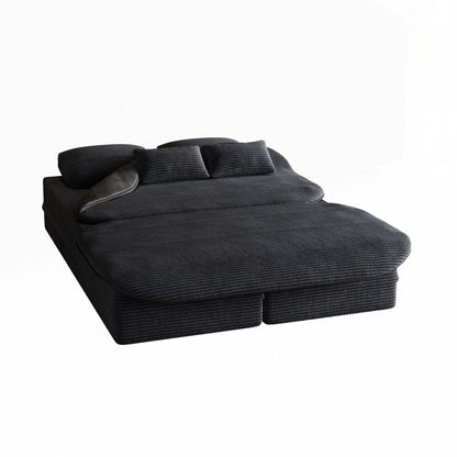 Folding Mattress Sofa with Fixed Shape Frame Convertible Sleeper Foam Sofa Bed with Blanket