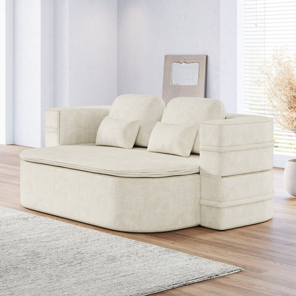 Folding Mattress Sofa with Fixed Shape Frame Convertible Sleeper Foam Sofa Bed with Blanket