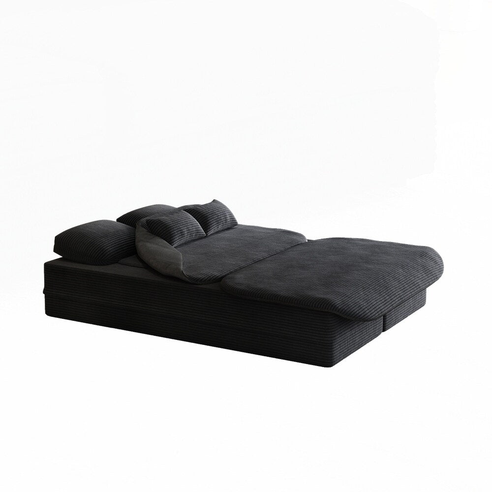 Folding Mattress Sofa with Fixed Shape Frame Convertible Sleeper Foam Sofa Bed with Blanket
