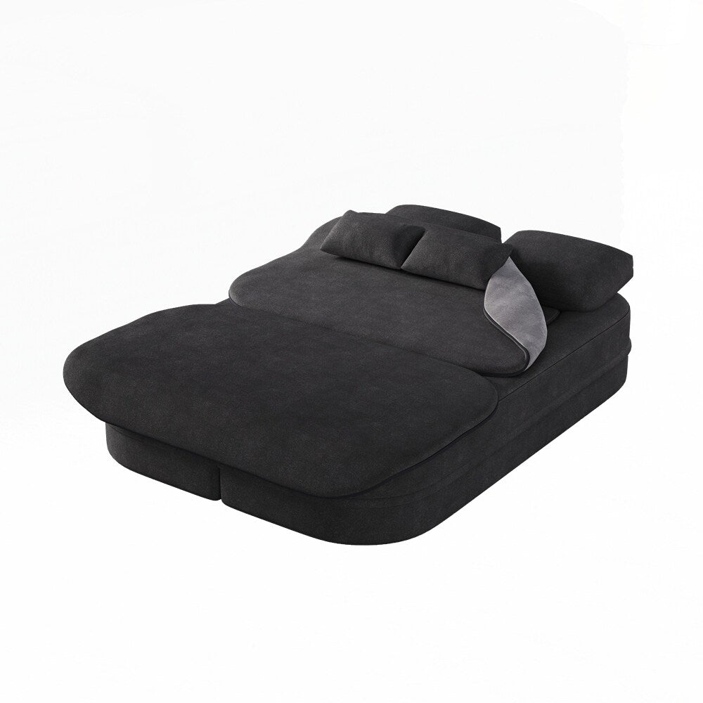 Folding Mattress Sofa with Fixed Shape Frame Convertible Sleeper Foam Sofa Bed with Blanket