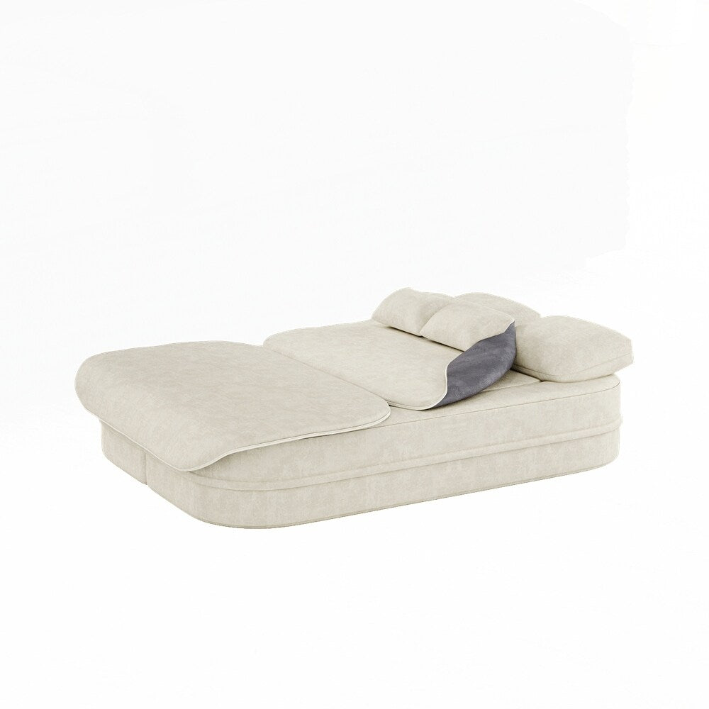 Folding Mattress Sofa with Fixed Shape Frame Convertible Sleeper Foam Sofa Bed with Blanket