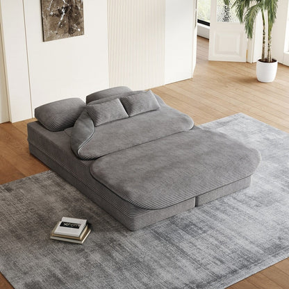 Folding Mattress Sofa with Fixed Shape Frame Convertible Sleeper Foam Sofa Bed with Blanket