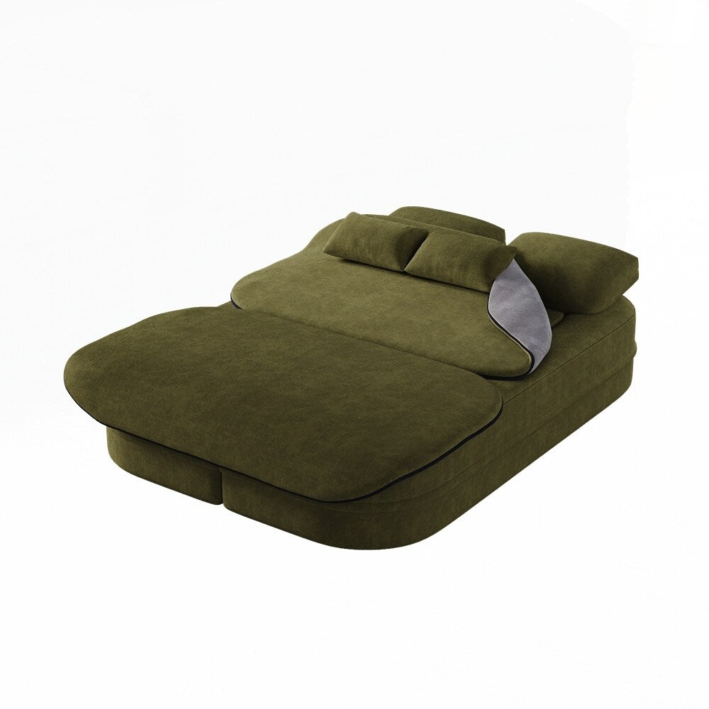 Folding Mattress Sofa with Fixed Shape Frame Convertible Sleeper Foam Sofa Bed with Blanket