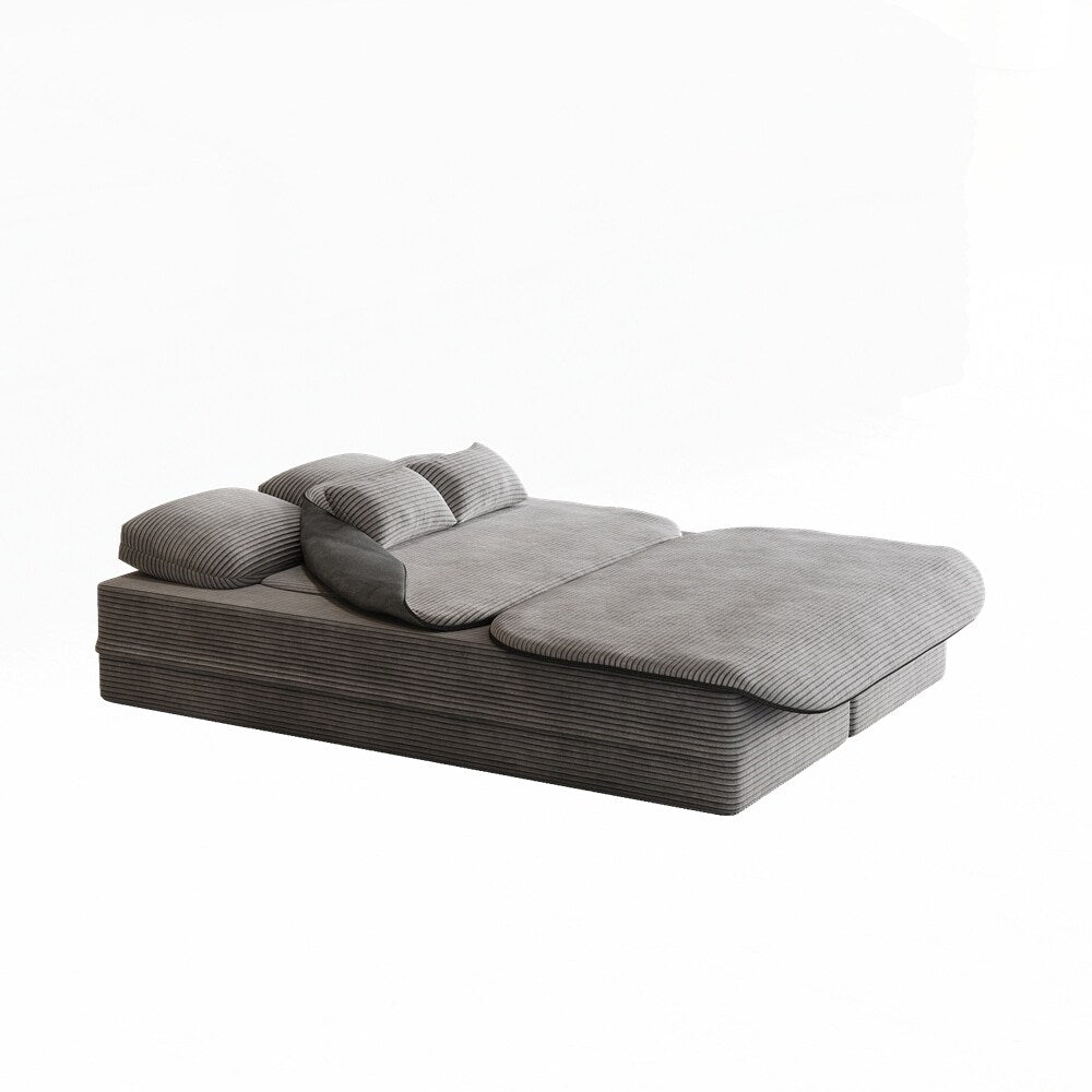 Folding Mattress Sofa with Fixed Shape Frame Convertible Sleeper Foam Sofa Bed with Blanket