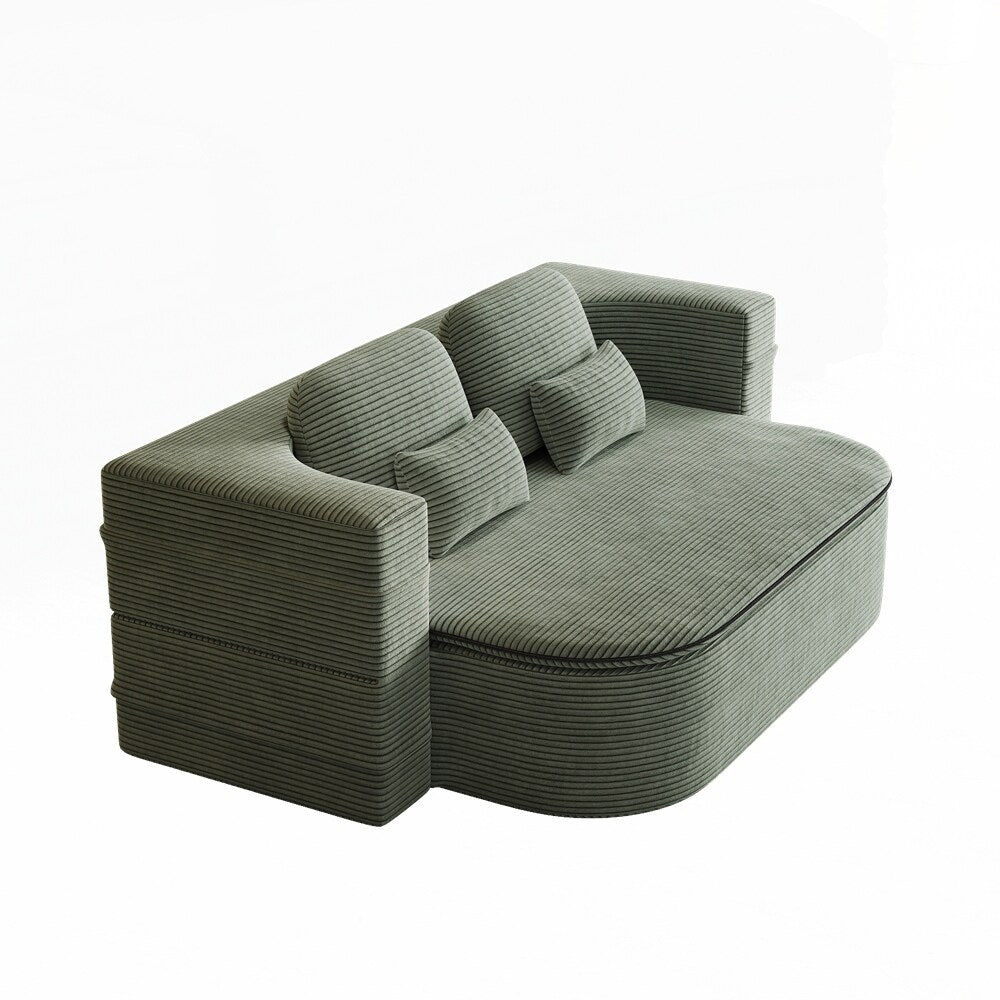 Folding Mattress Sofa with Fixed Shape Frame Convertible Sleeper Foam Sofa Bed with Blanket