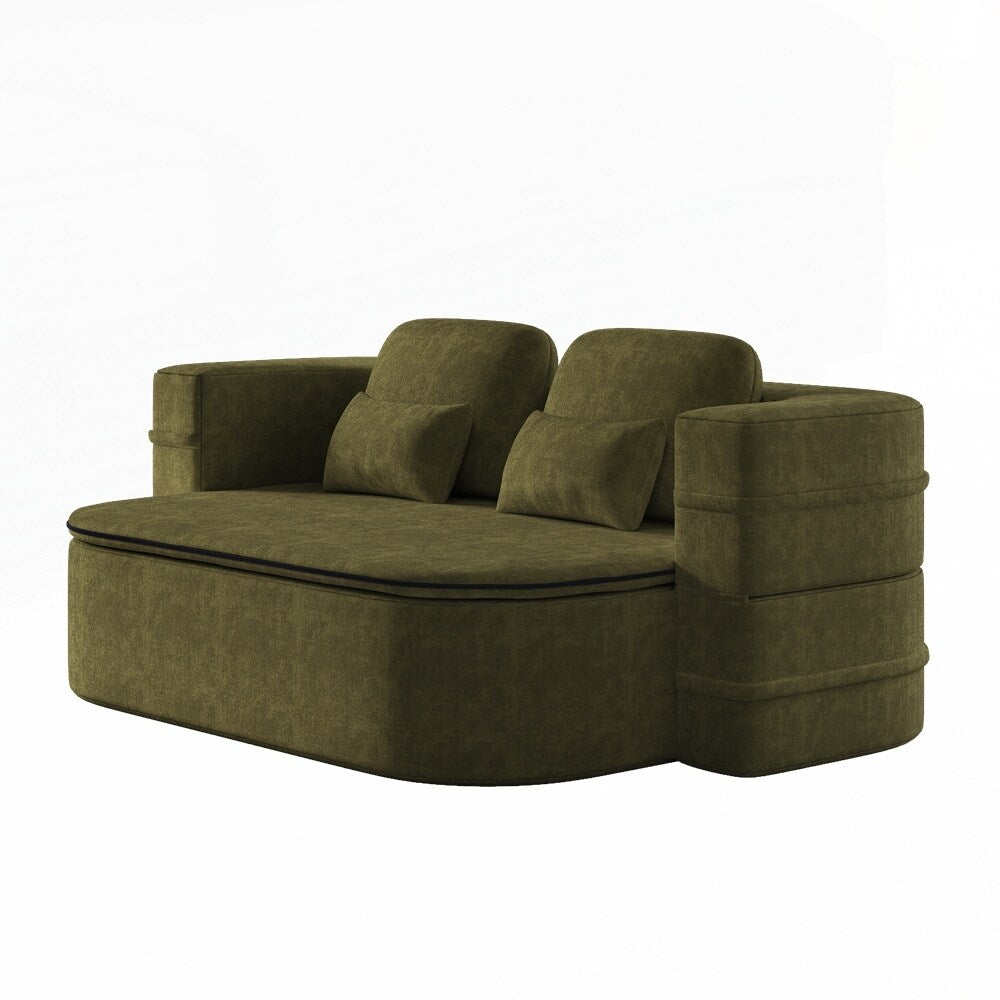 Folding Mattress Sofa with Fixed Shape Frame Convertible Sleeper Foam Sofa Bed with Blanket