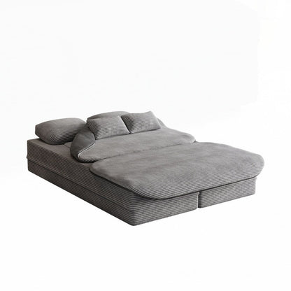 Folding Mattress Sofa with Fixed Shape Frame Convertible Sleeper Foam Sofa Bed with Blanket