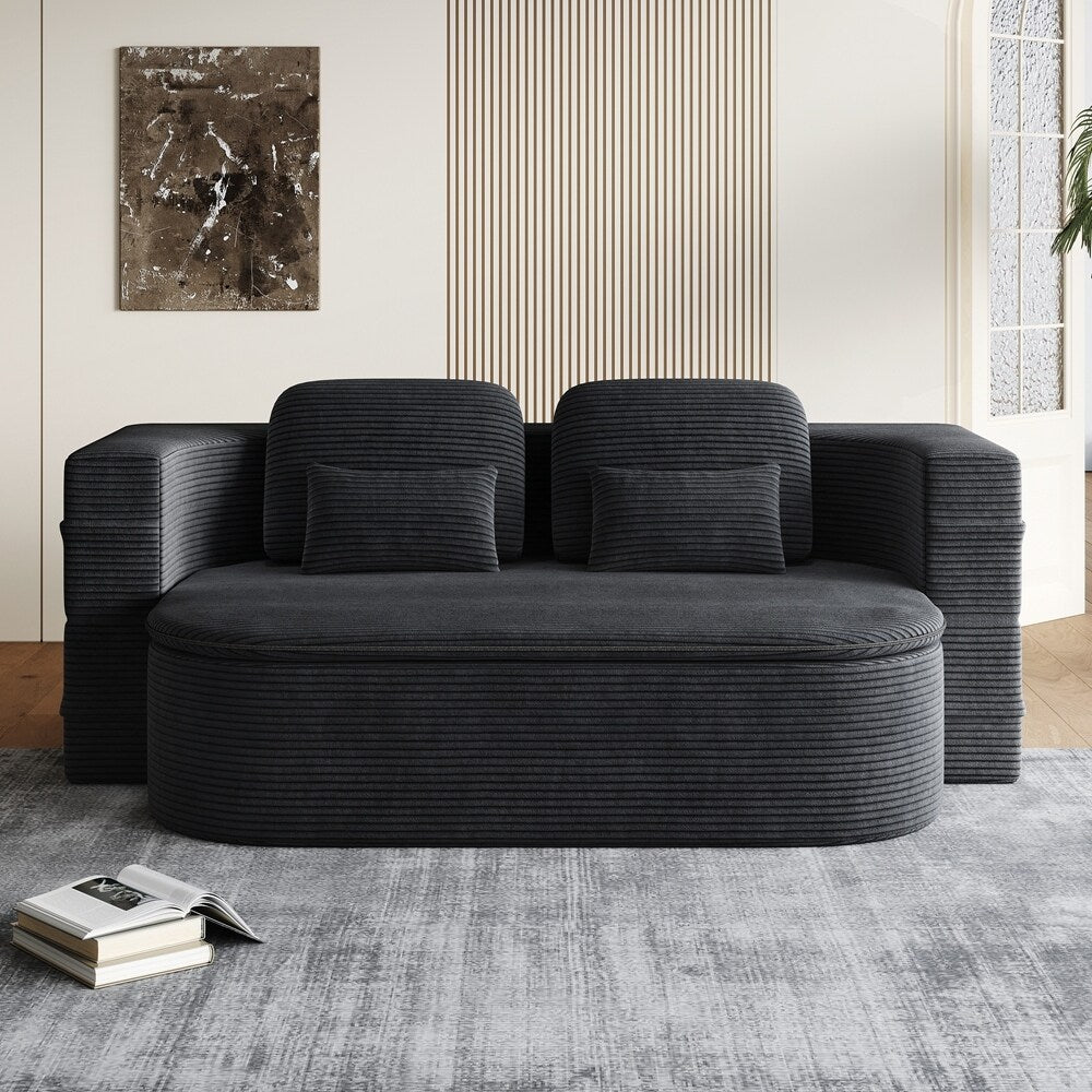 Folding Mattress Sofa with Fixed Shape Frame Convertible Sleeper Foam Sofa Bed with Blanket