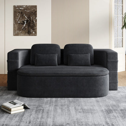 Folding Mattress Sofa with Fixed Shape Frame Convertible Sleeper Foam Sofa Bed with Blanket