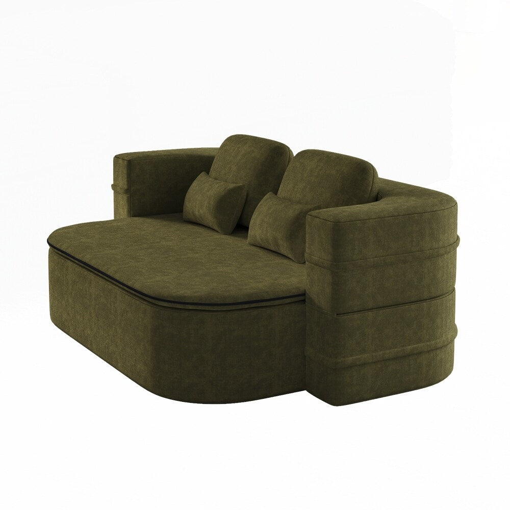 Folding Mattress Sofa with Fixed Shape Frame Convertible Sleeper Foam Sofa Bed with Blanket