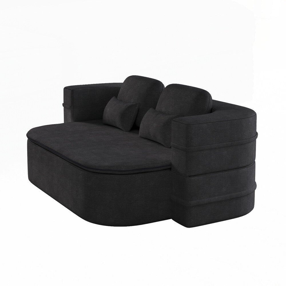 Folding Mattress Sofa with Fixed Shape Frame Convertible Sleeper Foam Sofa Bed with Blanket