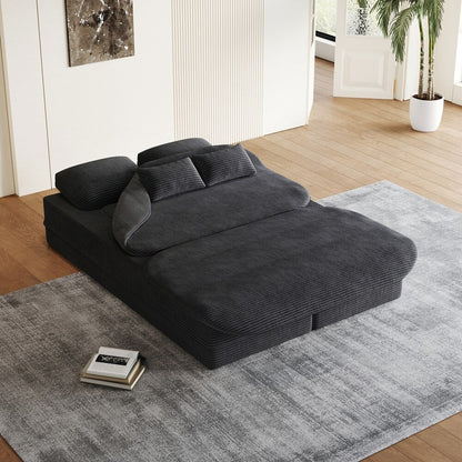 Folding Mattress Sofa with Fixed Shape Frame Convertible Sleeper Foam Sofa Bed with Blanket