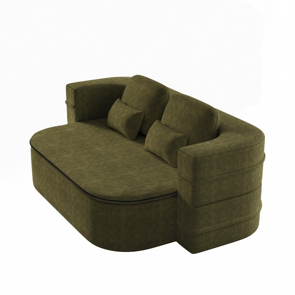Folding Mattress Sofa with Fixed Shape Frame Convertible Sleeper Foam Sofa Bed with Blanket