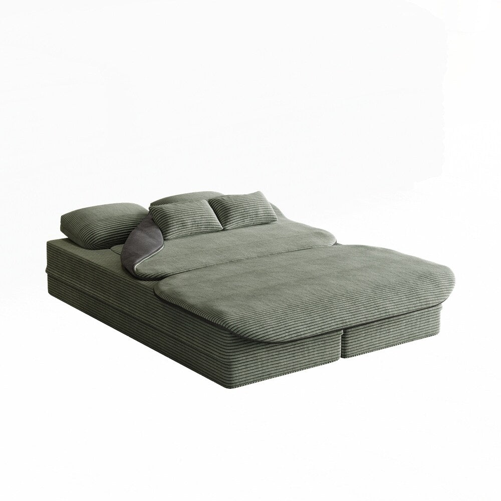 Folding Mattress Sofa with Fixed Shape Frame Convertible Sleeper Foam Sofa Bed with Blanket