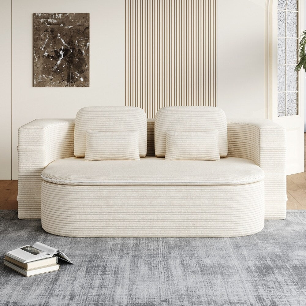 Folding Mattress Sofa with Fixed Shape Frame Convertible Sleeper Foam Sofa Bed with Blanket
