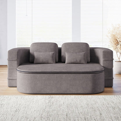 Folding Mattress Sofa with Fixed Shape Frame Convertible Sleeper Foam Sofa Bed with Blanket