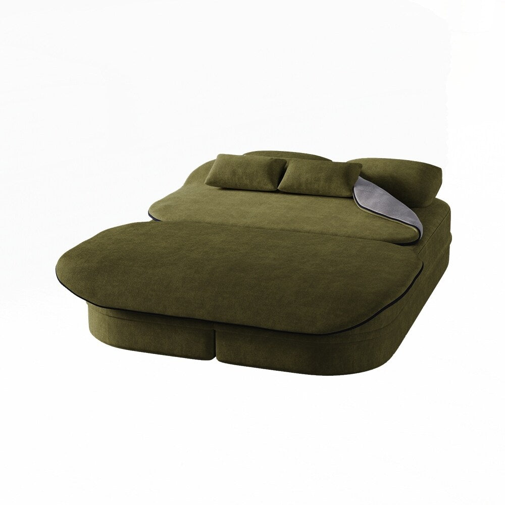 Folding Mattress Sofa with Fixed Shape Frame Convertible Sleeper Foam Sofa Bed with Blanket
