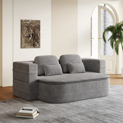 Folding Mattress Sofa with Fixed Shape Frame Convertible Sleeper Foam Sofa Bed with Blanket