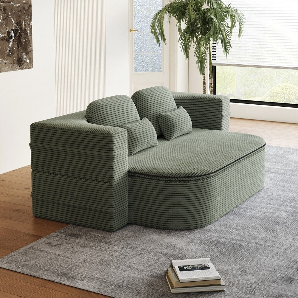 Folding Mattress Sofa with Fixed Shape Frame Convertible Sleeper Foam Sofa Bed with Blanket