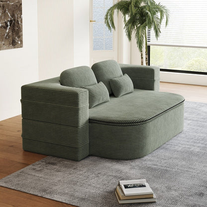 Folding Mattress Sofa with Fixed Shape Frame Convertible Sleeper Foam Sofa Bed with Blanket