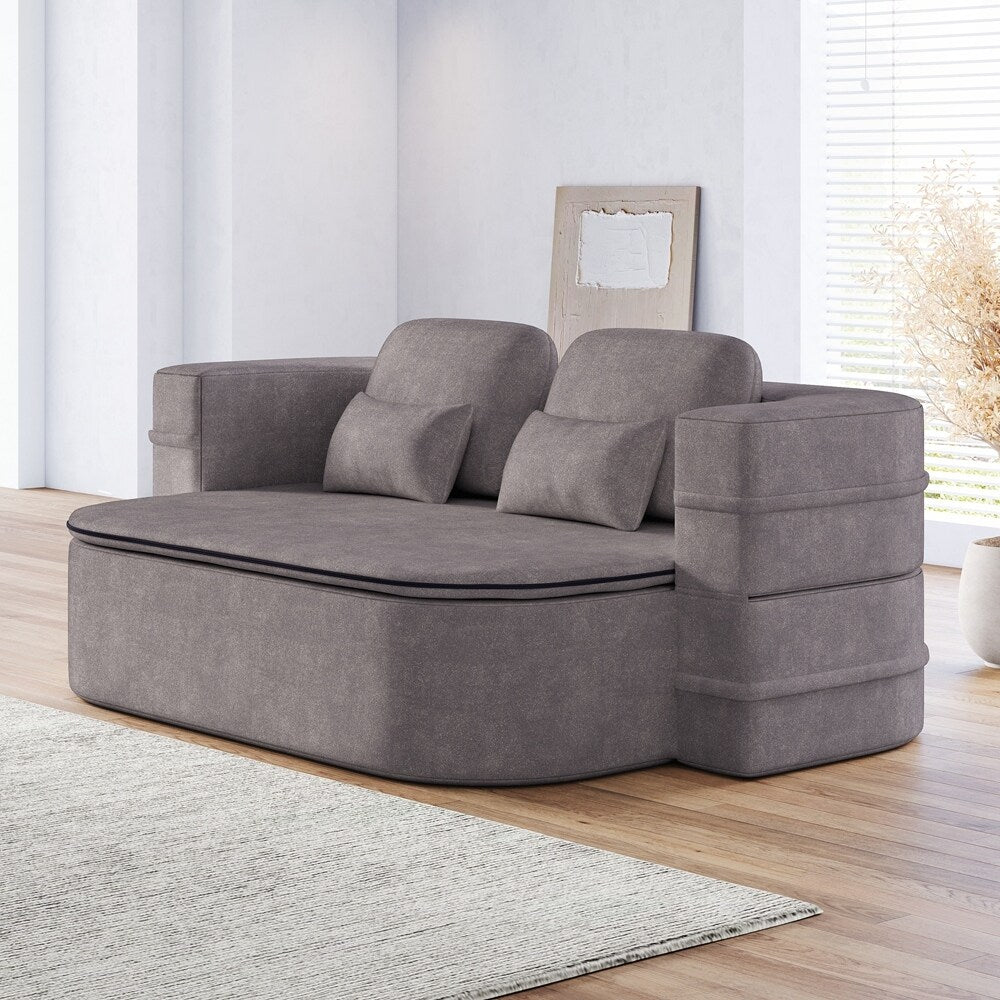 Folding Mattress Sofa with Fixed Shape Frame Convertible Sleeper Foam Sofa Bed with Blanket
