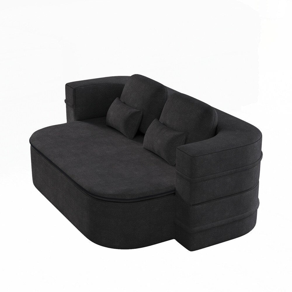 Folding Mattress Sofa with Fixed Shape Frame Convertible Sleeper Foam Sofa Bed with Blanket