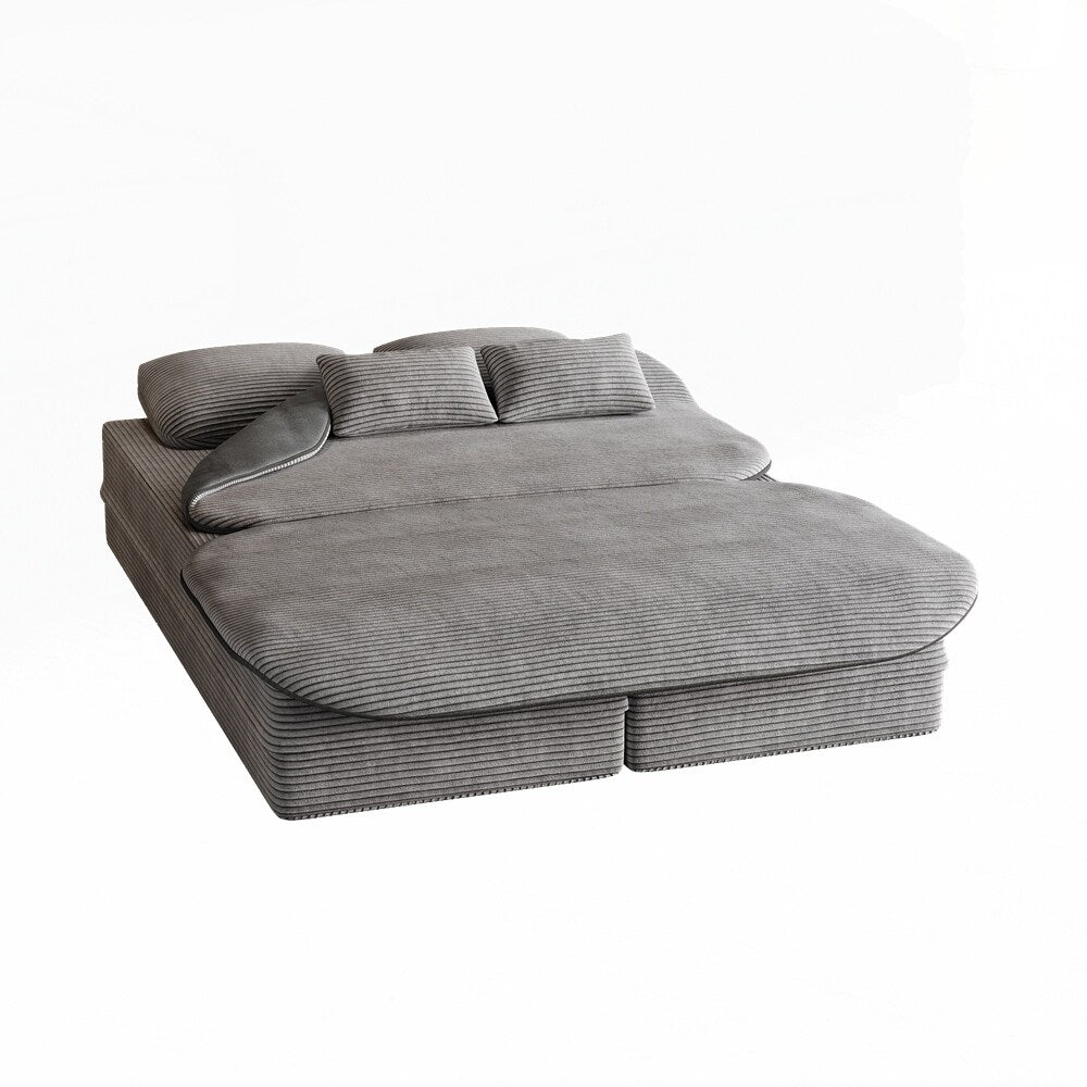 Folding Mattress Sofa with Fixed Shape Frame Convertible Sleeper Foam Sofa Bed with Blanket