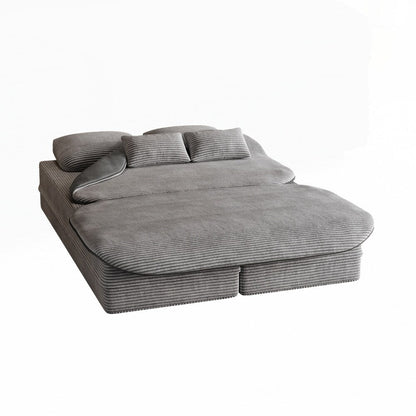 Folding Mattress Sofa with Fixed Shape Frame Convertible Sleeper Foam Sofa Bed with Blanket