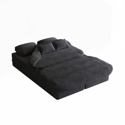 Folding Mattress Sofa with Fixed Shape Frame Convertible Sleeper Foam Sofa Bed with Blanket
