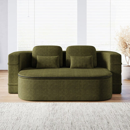 Folding Mattress Sofa with Fixed Shape Frame Convertible Sleeper Foam Sofa Bed with Blanket