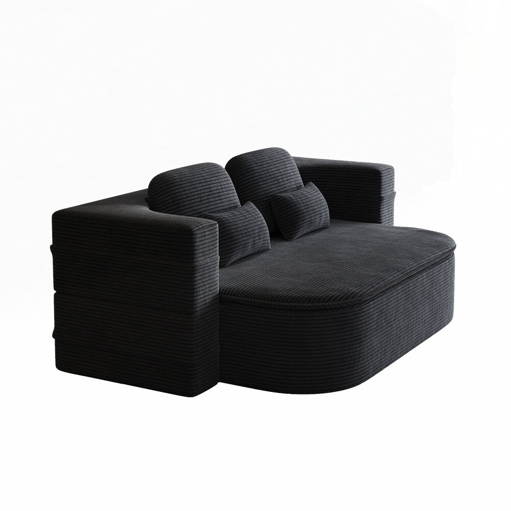 Folding Mattress Sofa with Fixed Shape Frame Convertible Sleeper Foam Sofa Bed with Blanket
