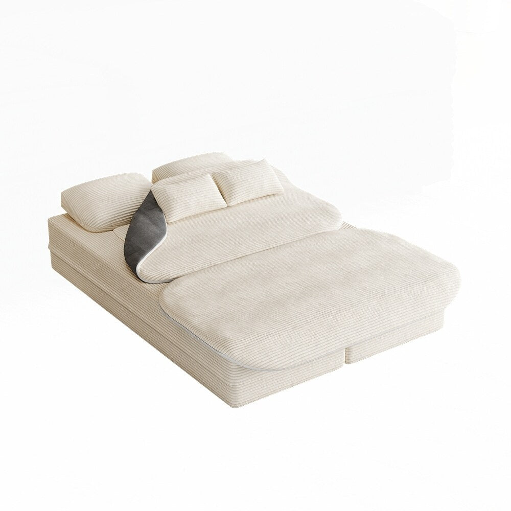 Folding Mattress Sofa with Fixed Shape Frame Convertible Sleeper Foam Sofa Bed with Blanket