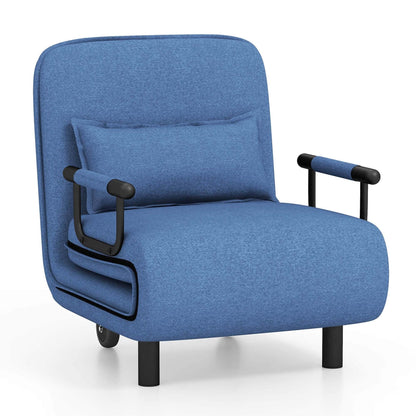 Folding Sleeper Chair Convertible Sofa Bed w/ Adjustable Backrest
