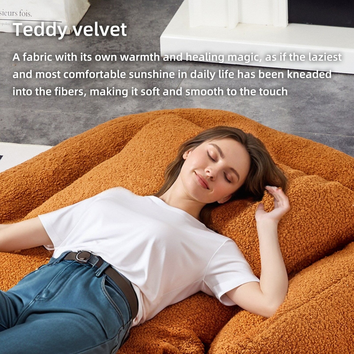 Folding Sofa Chair with 5 Adjustable Positions Plush Floor Lounge Chair for Gaming, Meditation, and Relaxation