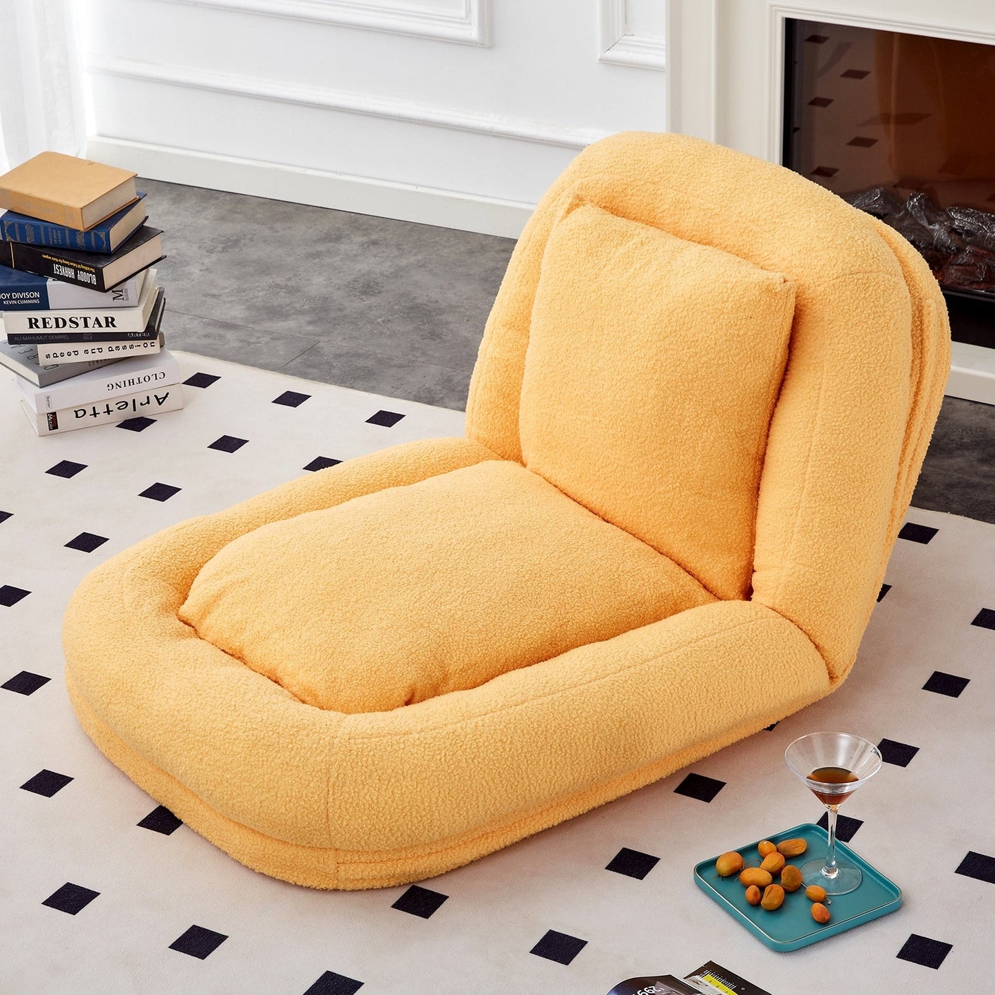 Folding Sofa Chair with 5 Adjustable Positions Plush Floor Lounge Chair for Gaming, Meditation, and Relaxation