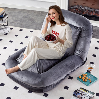 Folding Sofa Chair with 5 Adjustable Positions Plush Floor Lounge Chair for Gaming, Meditation, and Relaxation