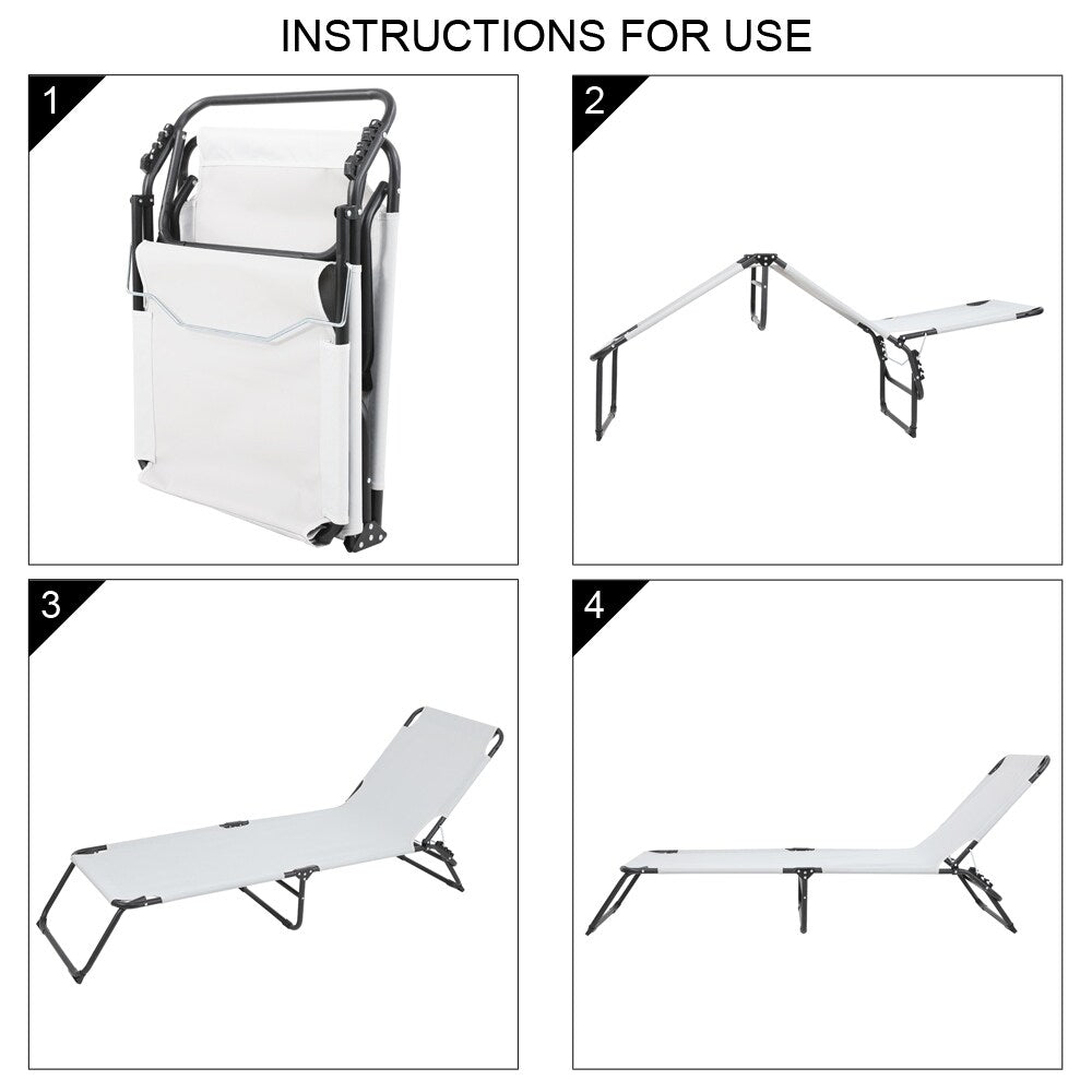 Folding Three-Fold Camping Bed Gray