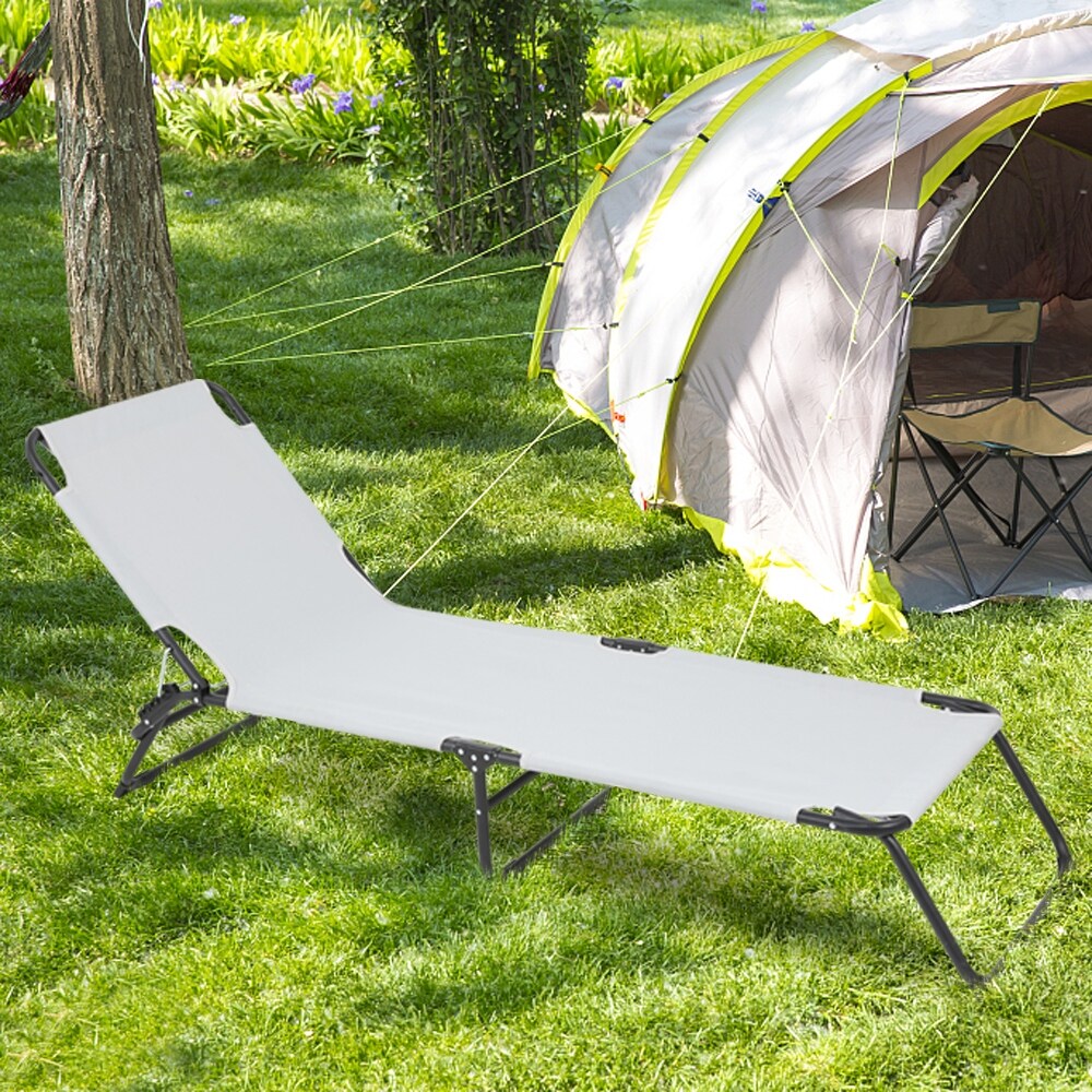 Folding Three-Fold Camping Bed Gray