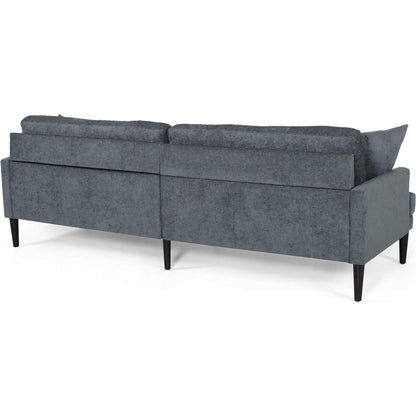 Foli Sofa, Tapered Legs, 96 Inch, Plush Bench Seats, Dark Blue Fabric