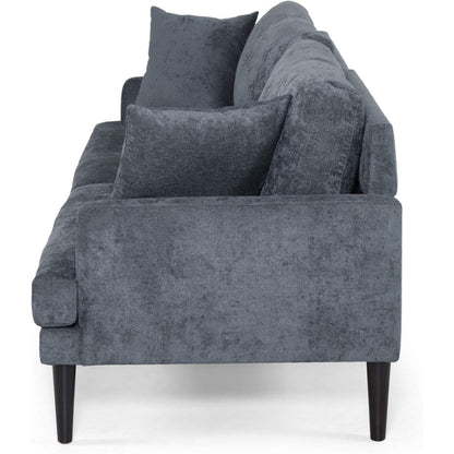 Foli Sofa, Tapered Legs, 96 Inch, Plush Bench Seats, Dark Blue Fabric